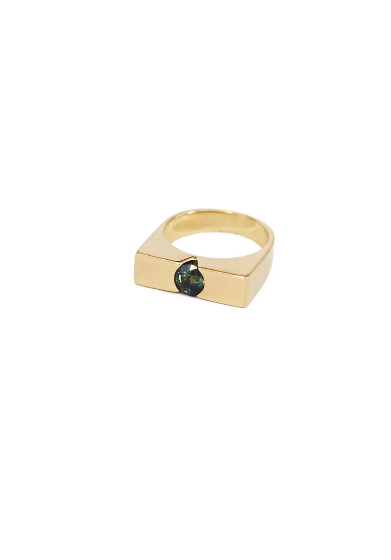 Stamp sapphire ring